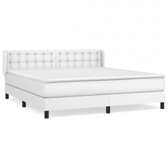 Cadre de lit avec matelas Blanc 180x200cm Similicuir