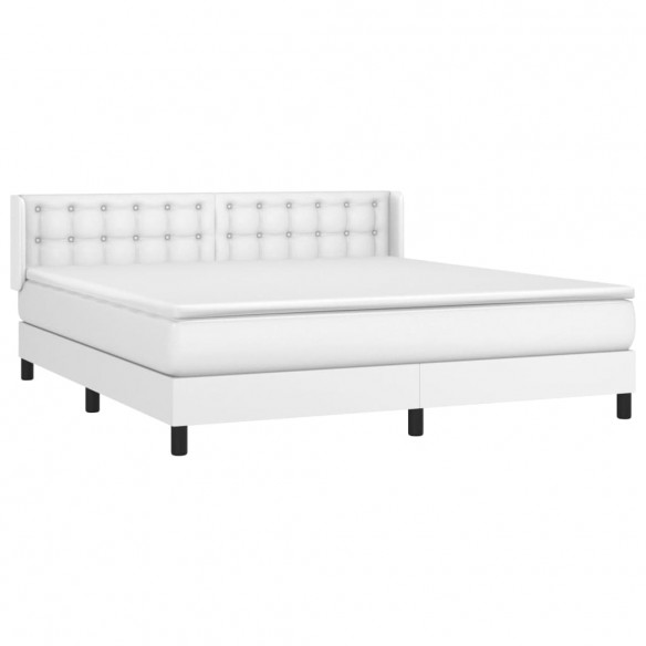 Cadre de lit avec matelas Blanc 180x200cm Similicuir