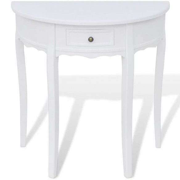 Table console avec tiroir Demi-ronde Blanc