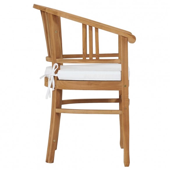 Chaises de jardin avec coussins 2 pcs Bois de teck solide