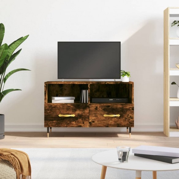 Meuble TV Chêne fumé 80x36x50 cm Bois d'ingénierie