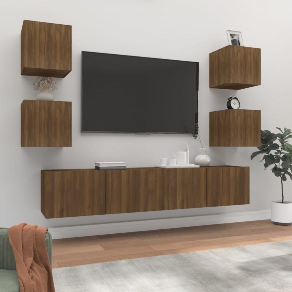 Ensemble de meubles TV 6 pcs Chêne marron Bois d'ingénierie