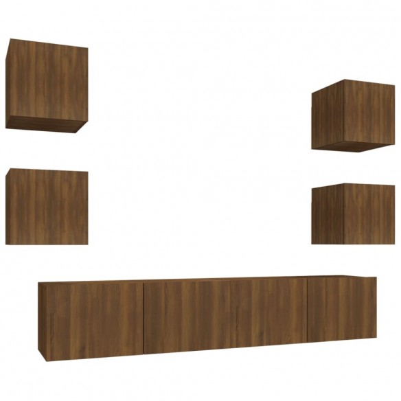 Ensemble de meubles TV 6 pcs Chêne marron Bois d'ingénierie