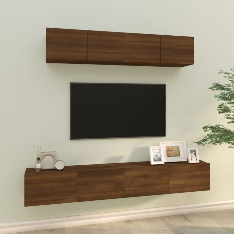 Ensemble de meubles TV 4 pcs Chêne marron Bois d'ingénierie