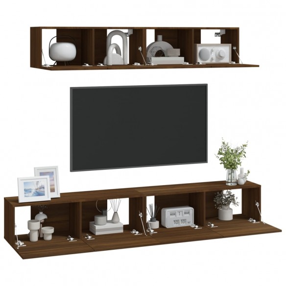 Ensemble de meubles TV 4 pcs Chêne marron Bois d'ingénierie