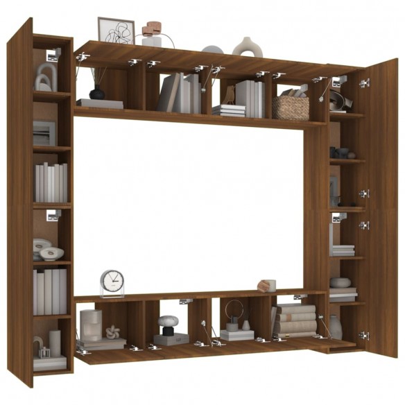 Ensemble de meubles TV 8 pcs Chêne marron Bois d'ingénierie