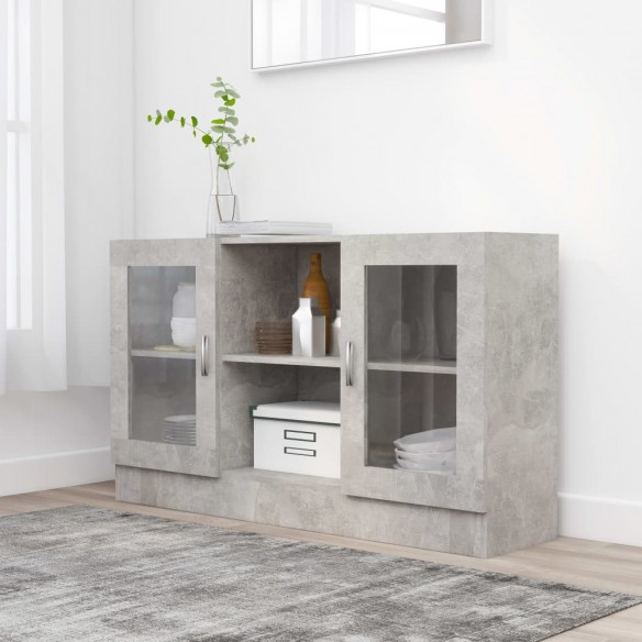 Armoire à vitrine Gris béton 120x30,5x70 cm Aggloméré