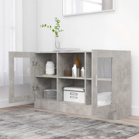 Armoire à vitrine Gris béton 120x30,5x70 cm Aggloméré