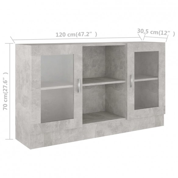 Armoire à vitrine Gris béton 120x30,5x70 cm Aggloméré