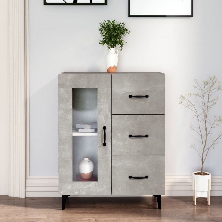 Buffet gris béton 69,5x34x90 cm bois d'ingénierie