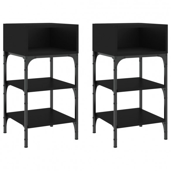 Tables de chevet 2 pcs noir 35x34,5x70 cm bois d'ingénierie