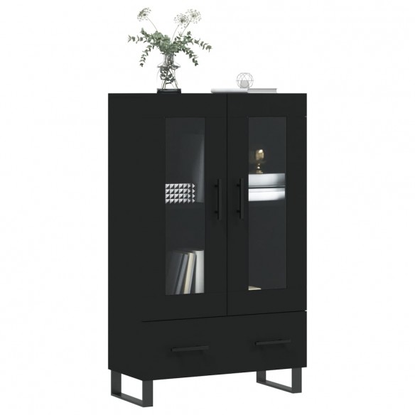 Buffet haut noir 69,5x31x115 cm bois d'ingénierie