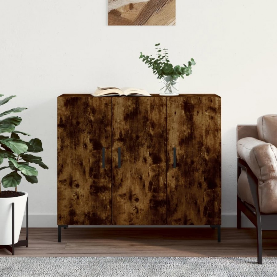 Buffet chêne fumé 90x34x80 cm bois d'ingénierie