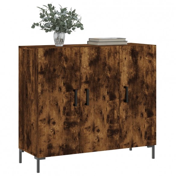 Buffet chêne fumé 90x34x80 cm bois d'ingénierie