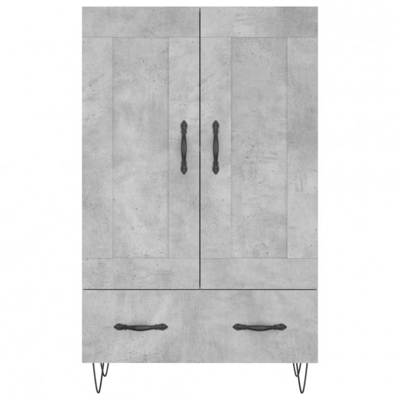 Buffet haut gris béton 69,5x31x115 cm bois d'ingénierie