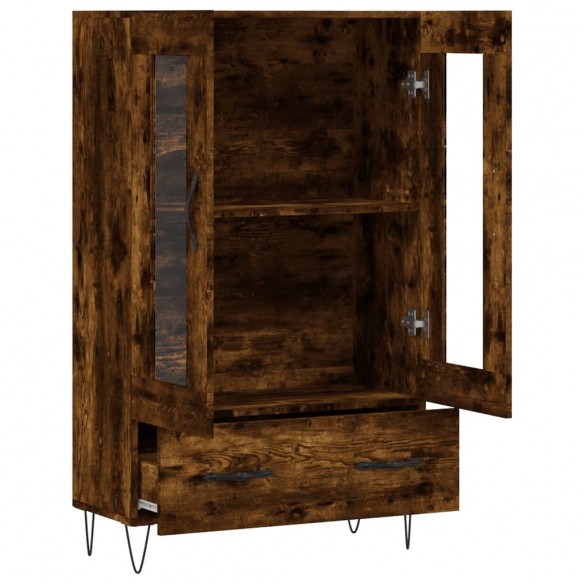 Buffet haut chêne fumé 69,5x31x115 cm bois d'ingénierie