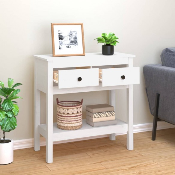 Table console Blanc 75x35x75 cm Bois massif de pin