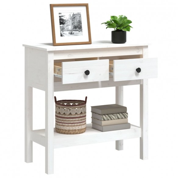 Table console Blanc 75x35x75 cm Bois massif de pin