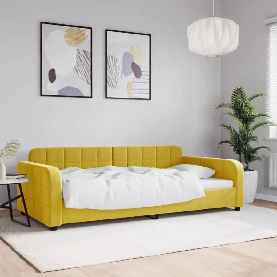 Lit de repos jaune 100x200 cm velours