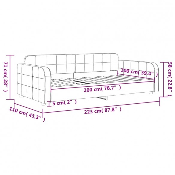 Lit de repos jaune 100x200 cm velours