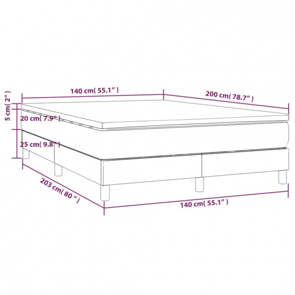 Cadre de lit avec matelas Noir 140x200 cm Similicuir