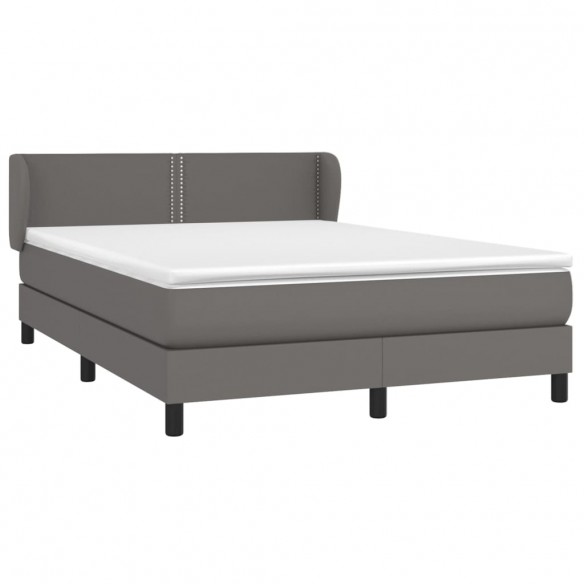 Cadre de lit avec matelas Gris 140x200 cm Similicuir