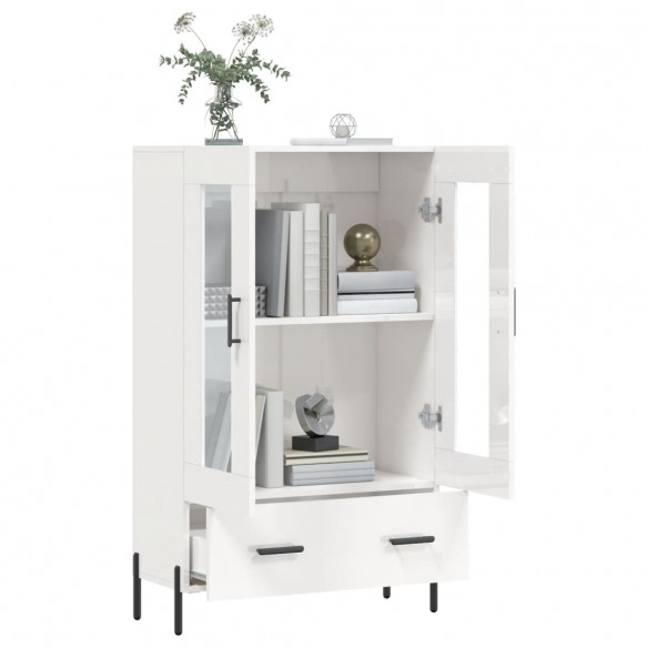 Buffet haut blanc brillant 69,5x31x115 cm bois d'ingénierie