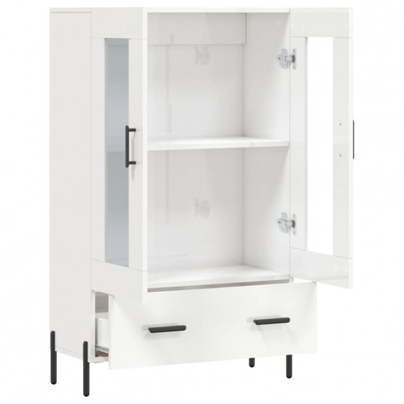 Buffet haut blanc brillant 69,5x31x115 cm bois d'ingénierie