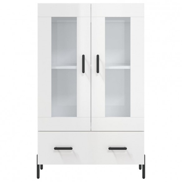 Buffet haut blanc brillant 69,5x31x115 cm bois d'ingénierie