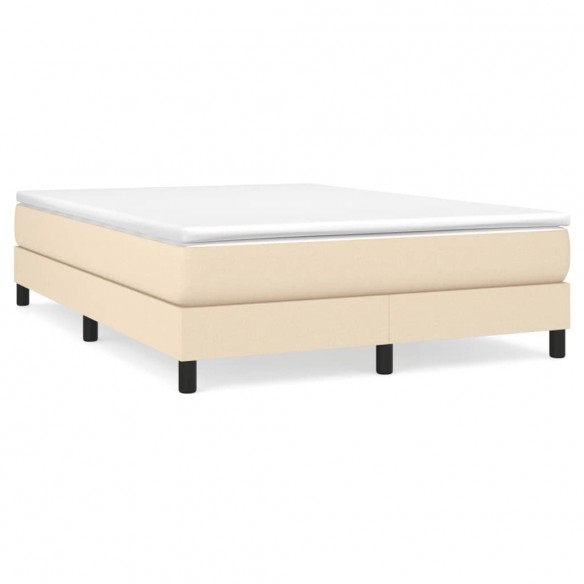 Cadre de lit avec matelas Crème 140x190 cm Tissu