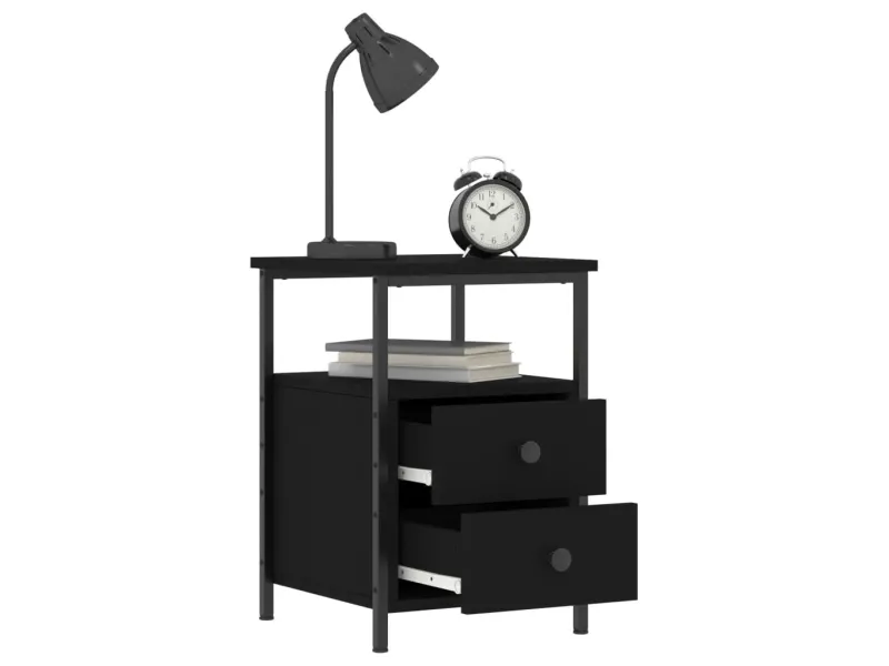 Table de chevet noir 34x35,5x50 cm bois d’ingénierie