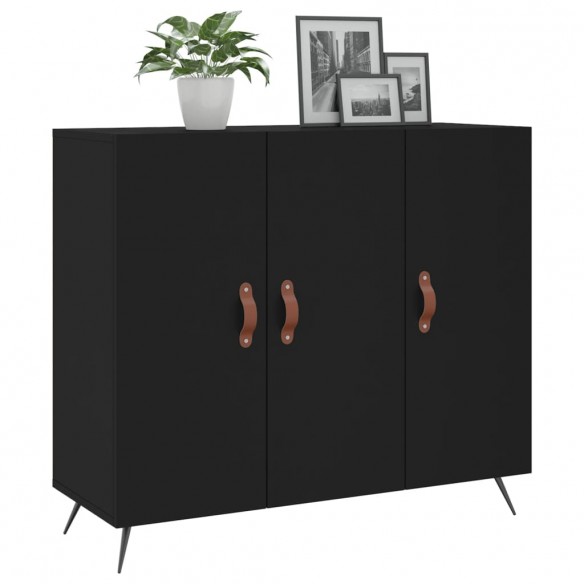 Buffet noir 90x34x80 cm bois d'ingénierie