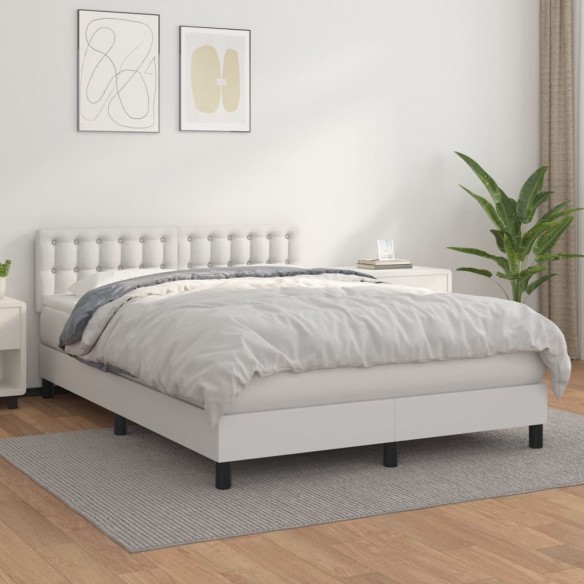 Cadre de lit avec matelas Blanc 140x200cm Similicuir