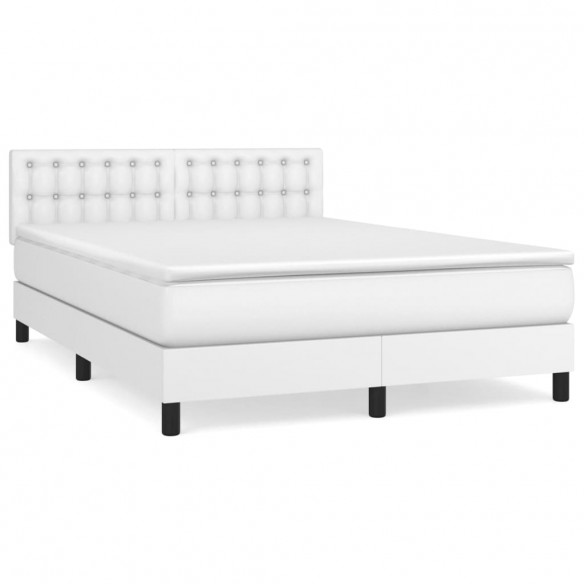 Cadre de lit avec matelas Blanc 140x200cm Similicuir