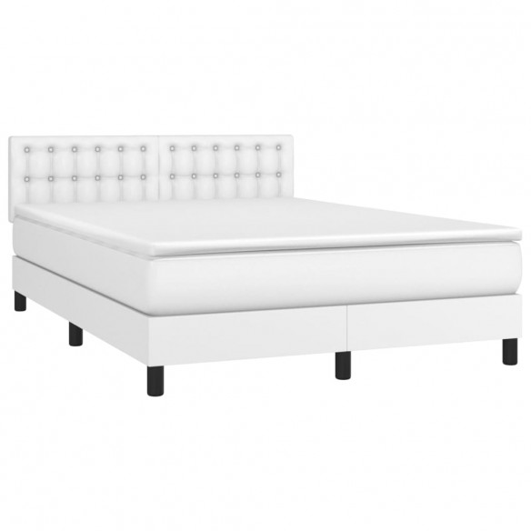 Cadre de lit avec matelas Blanc 140x200cm Similicuir