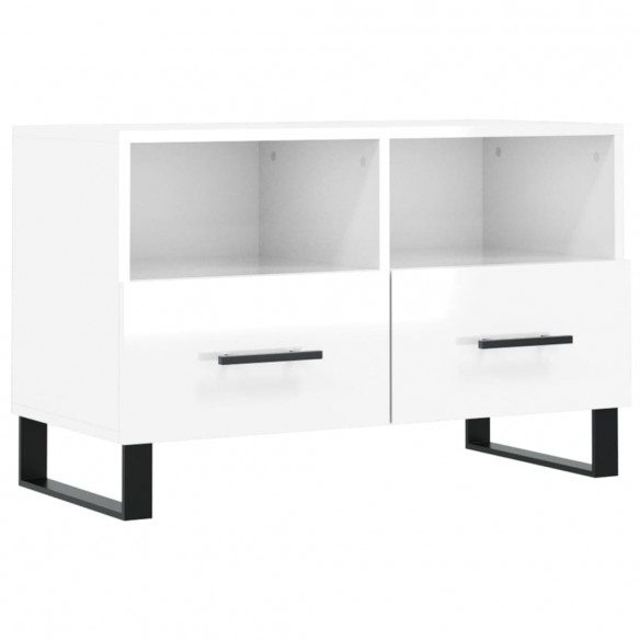 Meuble TV Blanc brillant 80x36x50 cm Bois d'ingénierie