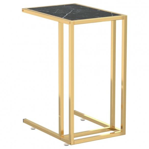 Table d'appoint ordinateur Marbre noir 50x35x65 cm Verre trempé