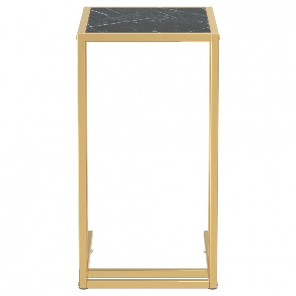 Table d'appoint ordinateur Marbre noir 50x35x65 cm Verre trempé