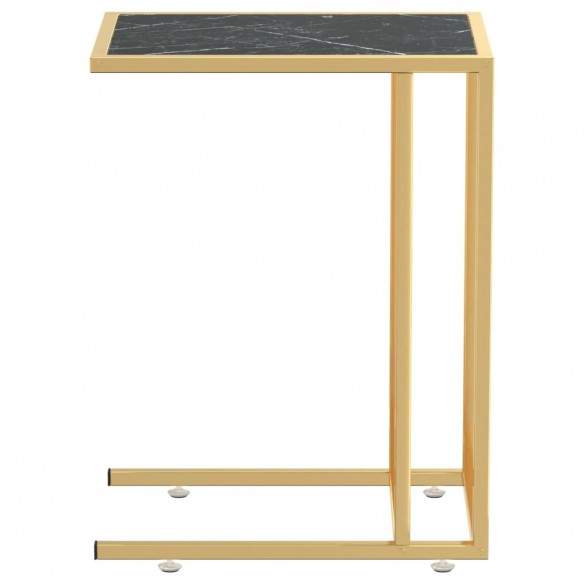 Table d'appoint ordinateur Marbre noir 50x35x65 cm Verre trempé