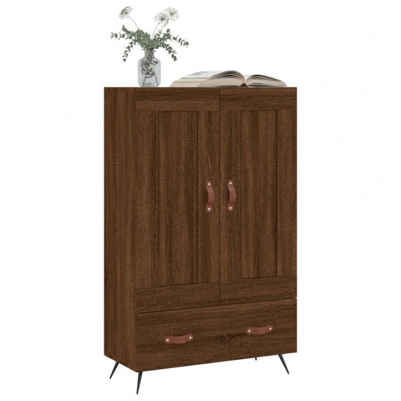 Buffet haut chêne marron 69,5x31x115 cm bois d'ingénierie