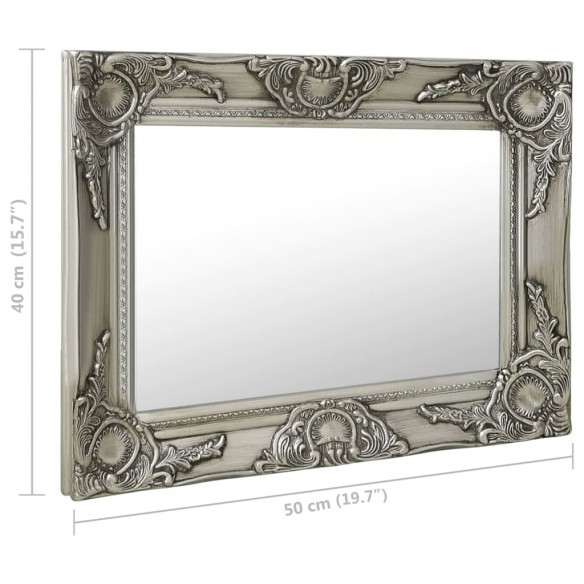 Miroir mural style baroque 50x40 cm Argenté