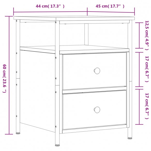 Table de chevet chêne sonoma 44x45x60 cm bois d'ingénierie