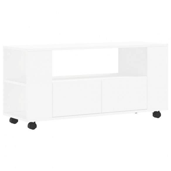 Meuble TV blanc 102x34,5x43 cm bois d'ingénierie