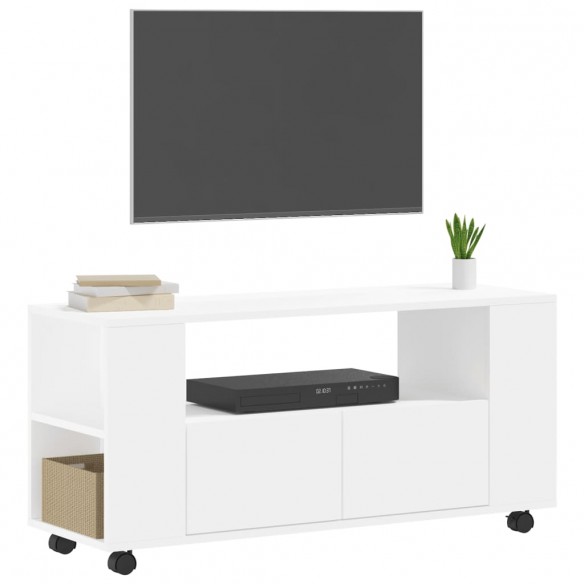 Meuble TV blanc 102x34,5x43 cm bois d'ingénierie