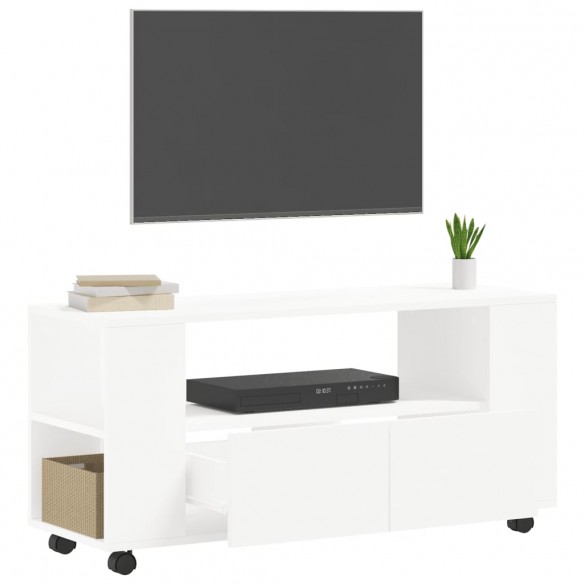 Meuble TV blanc 102x34,5x43 cm bois d'ingénierie