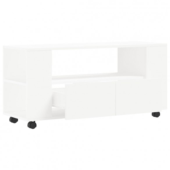 Meuble TV blanc 102x34,5x43 cm bois d'ingénierie