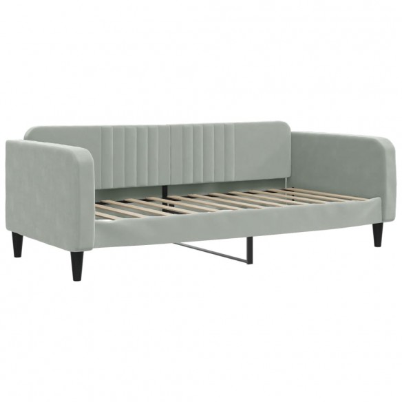 Lit de repos gris clair 100x200 cm velours