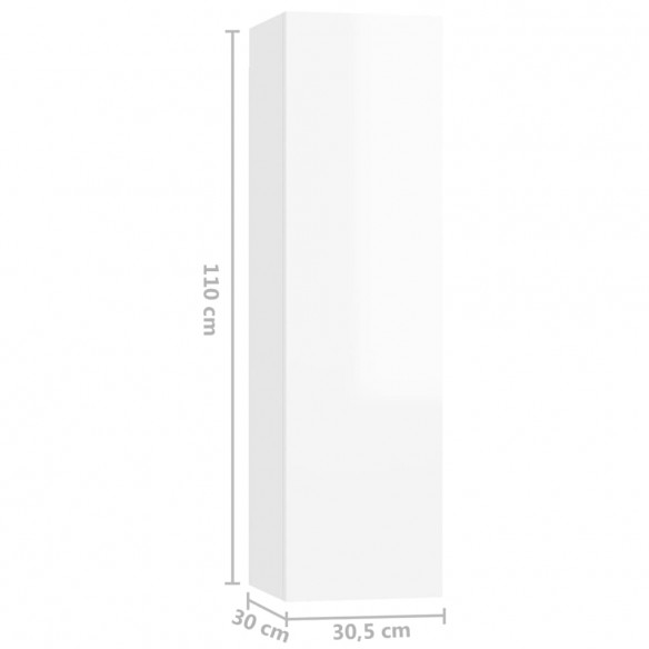 Meubles TV 4 pcs Blanc brillant 30,5x30x110 cm Aggloméré