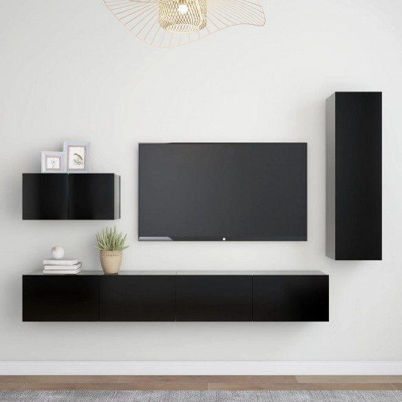 Ensemble de meuble TV 4 pcs Noir Aggloméré