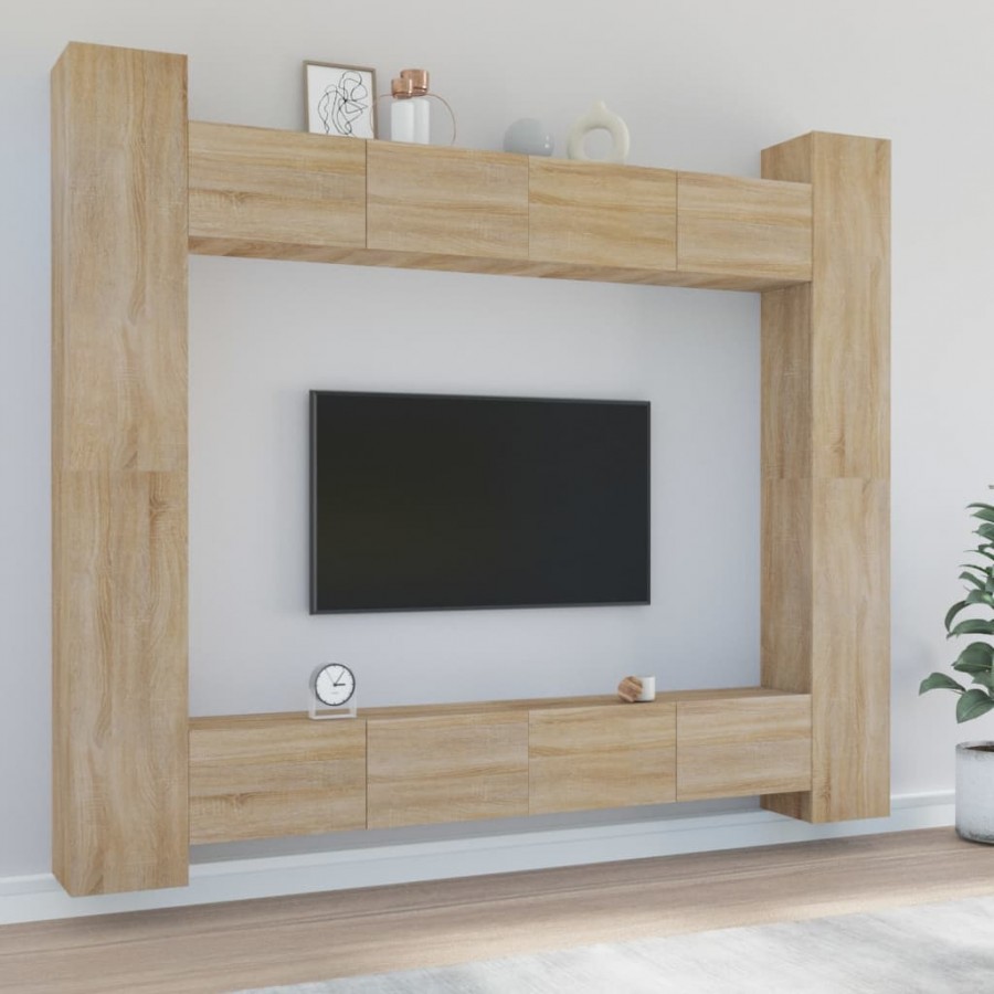 Ensemble de meubles TV 8 pcs Chêne sonoma Bois d'ingénierie